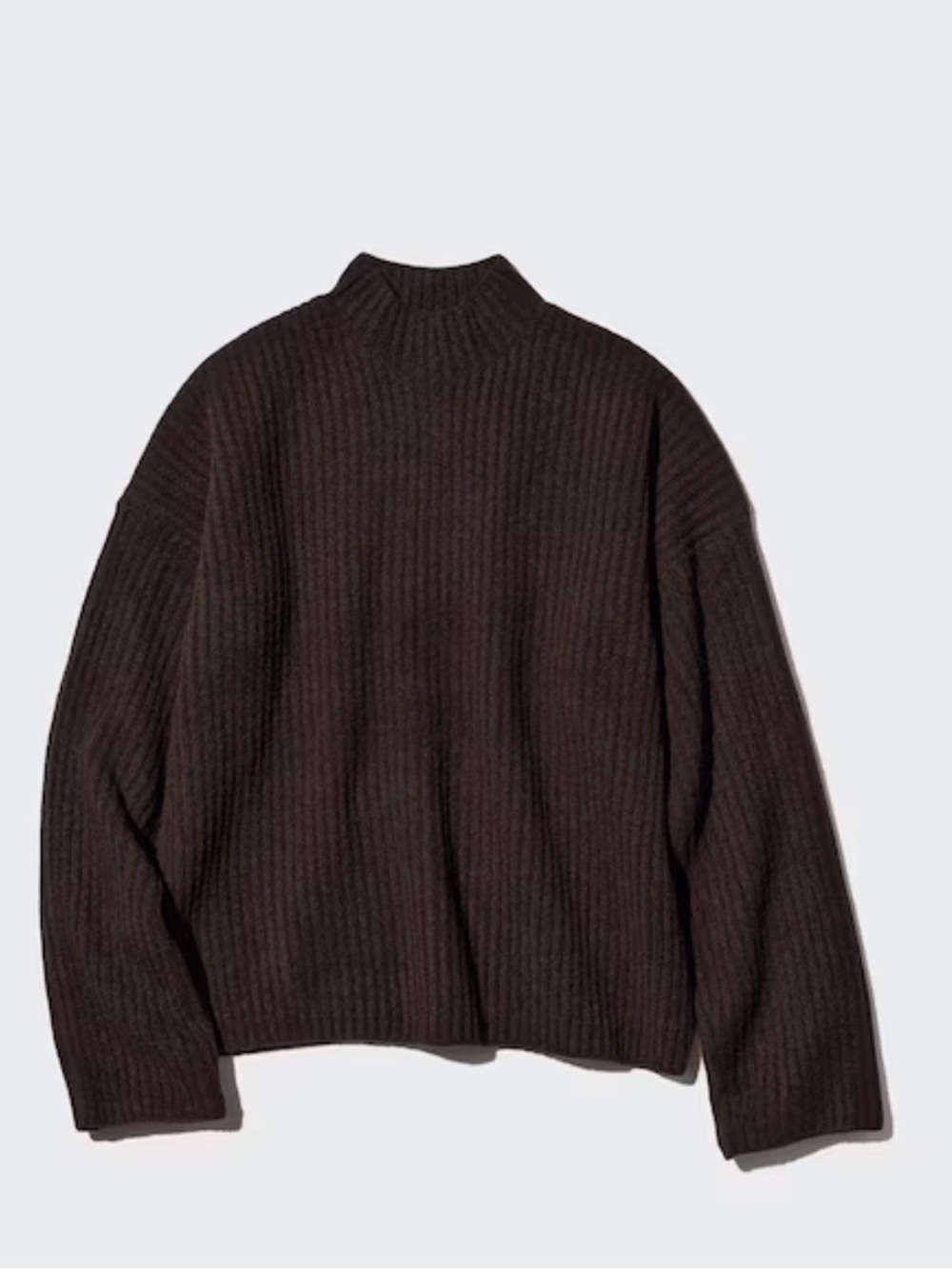 NWT Uniqlo Soufflé Yarn Mockneck Sweater in dark Brown , XL - Picture 2 of 11